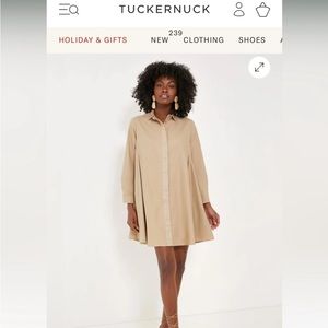 Tuckernuck Barcelona Beige Wren Shirt Dress sz Small Long Sleeve